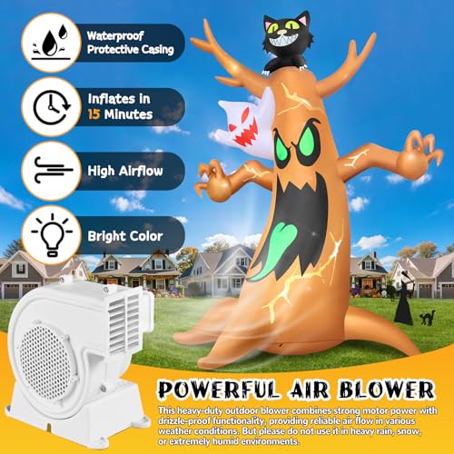 Outdoor Halloween Inflatable Ghost Tree Display with LEDs