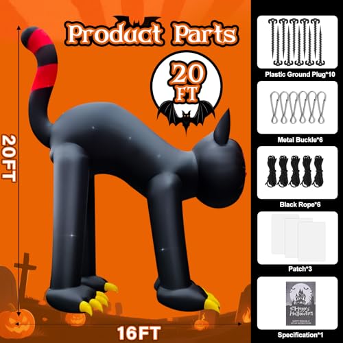 20FT Black Cat Halloween Inflatable Outdoor Decorations