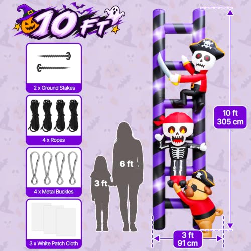 Halloween Inflatable Decorations Pirate Skeleton Climbing Ladder