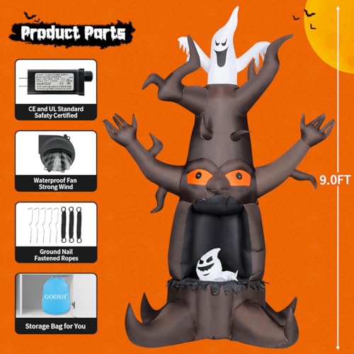 Commercial Halloween Inflatable Dead Tree with Ghost Lighting