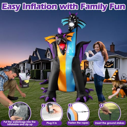 Halloween Inflatables Outdoor Two Headed Dragon Decorations