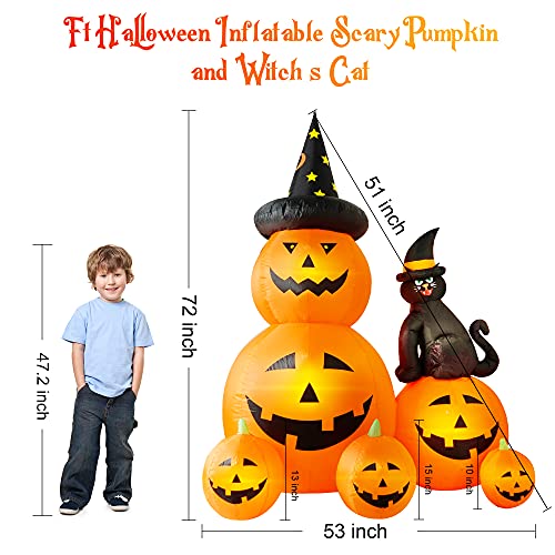 6 FT Halloween Inflatable Outdoor Decor Ghost Pumpkin Black Cat