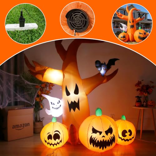 Halloween Inflatable Spooky Tree Outdoor Decor with Built-in LED Lights
