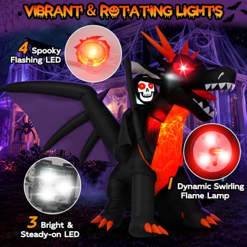 Long Animated Dragon Grim Reaper Halloween Inflatable with Moving Head