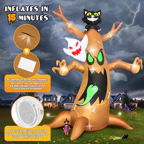 Outdoor Halloween Inflatable Ghost Tree Display with LEDs
