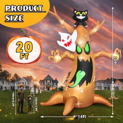 Outdoor Halloween Inflatable Ghost Tree Display with LEDs