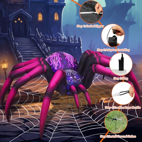 Lighted Inflatable Spider Display Long Halloween Inflatable