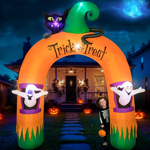 Large Halloween Inflatable Archway Decoration with Black Cat
