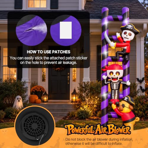 Halloween Inflatable Decorations Pirate Skeleton Climbing Ladder