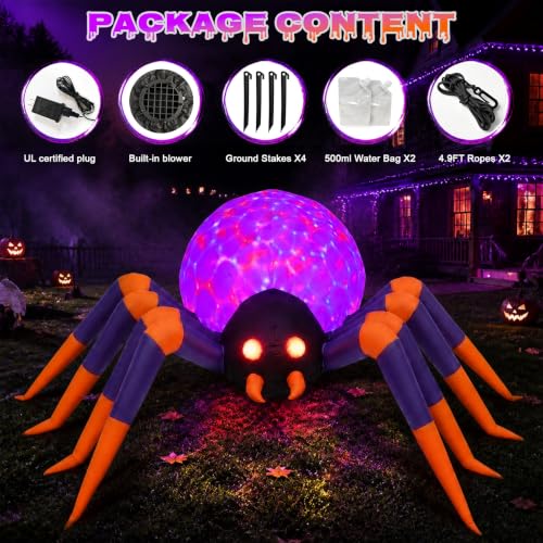Halloween Inflatable Spider Decoration with LED Lights