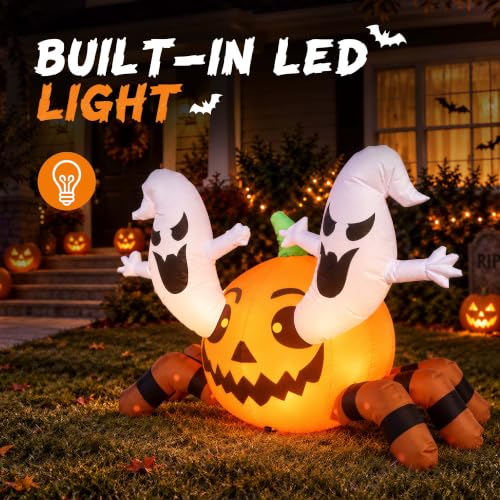 Inflatable Halloween Decoration Outdoor Blow Pumpkin Spider Yard Decor