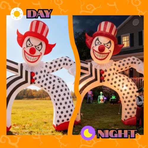 Halloween Inflatable Giant Scary Clown Archway with LED Lights