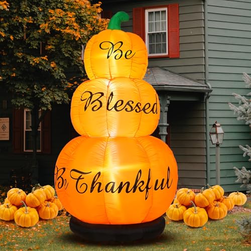 Stacked Pumpkin Inflatable Outdoor Decoration with LED Lights