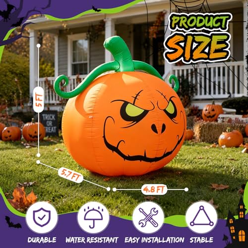 Halloween Inflatable Pumpkin Yard Decoration for Seasonal Events