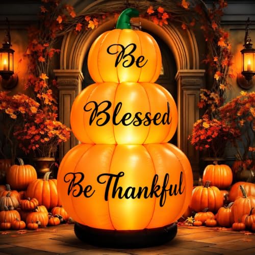 Stacked Pumpkin Inflatable Outdoor Decoration with LED Lights