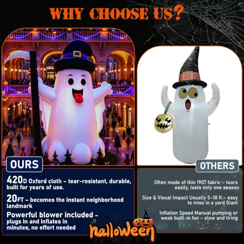20ft Ghost Inflatable Lawn Decoration for Halloween Events