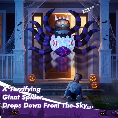 Inflatable Spider Decor with Halloween Animatronics Up Down Auto