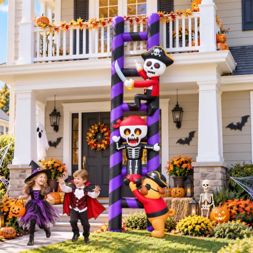 Halloween Inflatable Decorations Pirate Skeleton Climbing Ladder