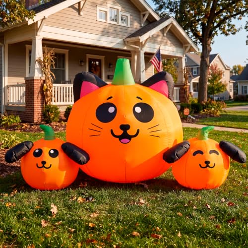 Halloween Inflatable Pumpkin Cat and Dog Decoration