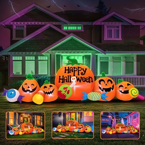 Halloween Inflatable Decorations Outdoor Pumpkin Combo with LEDs