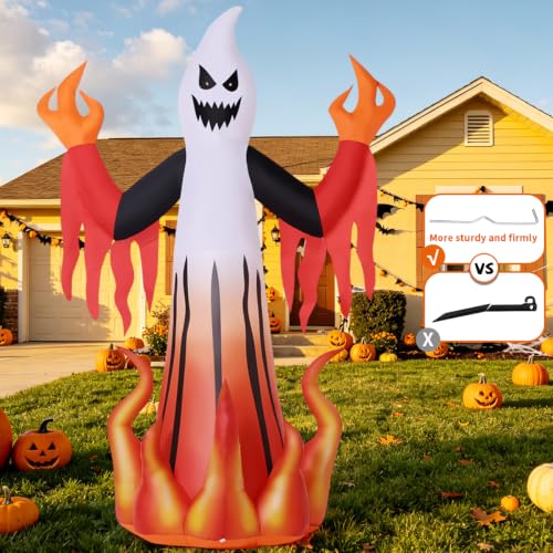 Halloween Inflatables Scary Ghost with Flames Outdoor Decor