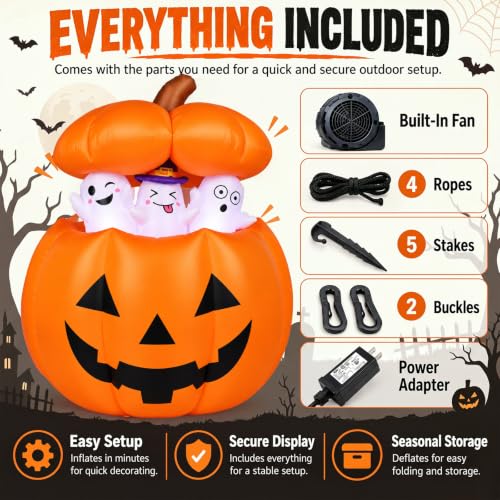 Halloween Inflatables Animated Pumpkin Ghost Outdoor Decorations