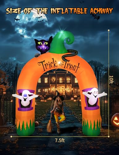 Large Halloween Inflatable Archway Decoration with Black Cat