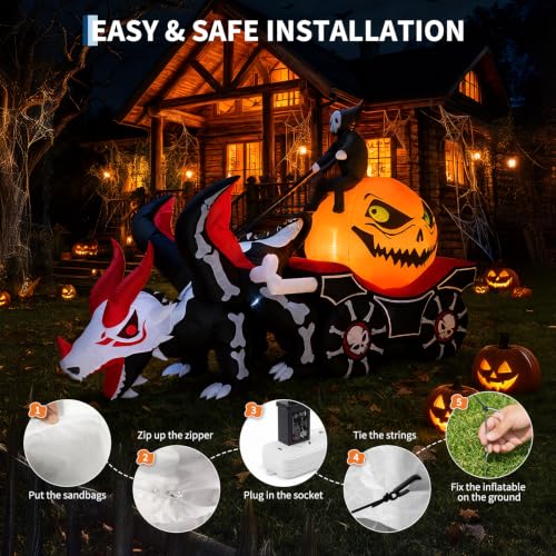Halloween Decorations Outdoor Grim Reaper Dragon Carriage Inflatable