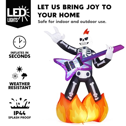 Inflatable Halloween Inflatable Skeleton Plays Guitar with LEDs