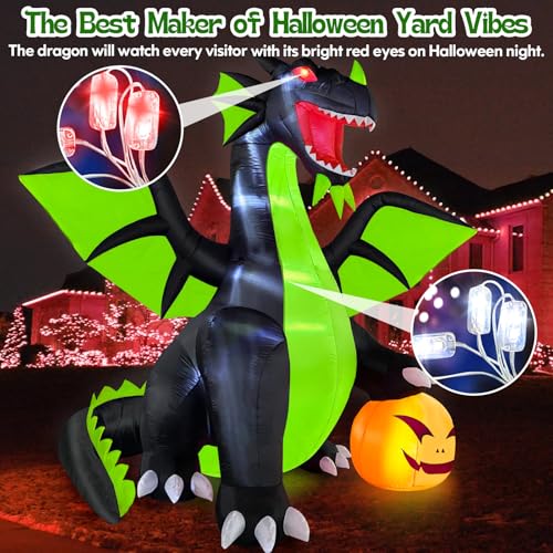 Commercial Halloween Inflatable Decoration Dominating Green Dragon Pumpkin