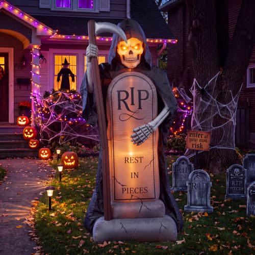 Halloween Inflatable Grim Reaper Tombstone Outdoor Decor