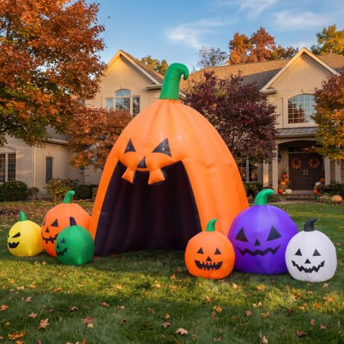 Pumpkin House Halloween Inflatable Walk with LED Lights