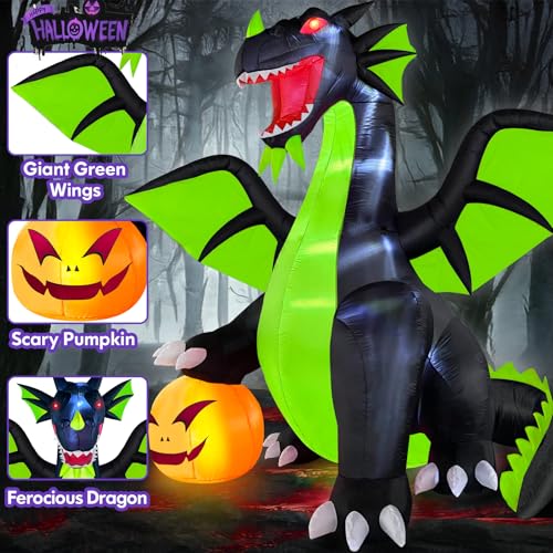 Commercial Halloween Inflatable Decoration Dominating Green Dragon Pumpkin