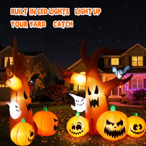 Halloween Inflatable Spooky Tree Outdoor Decor with Built-in LED Lights