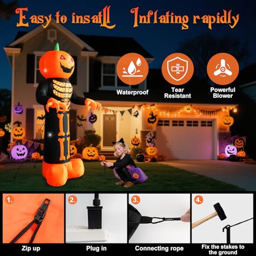 Inflatable Pumpkin Reaper Ghost Halloween Decoration with LED Lightshow