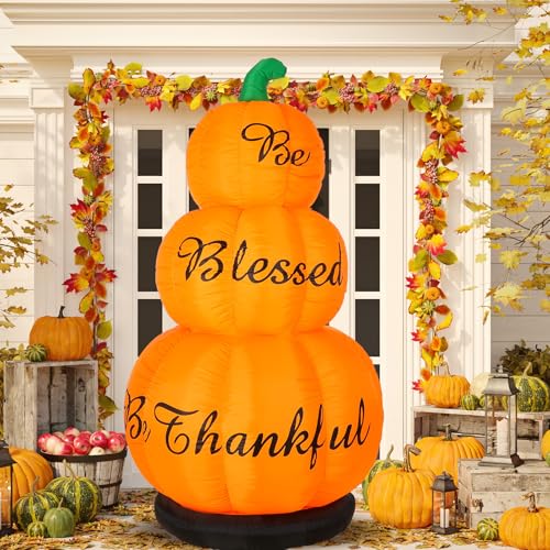 Stacked Pumpkin Inflatable Outdoor Decoration with LED Lights