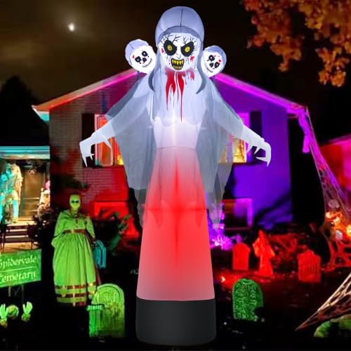 Halloween Inflatable Grim Reaper Ghost with Skull Heads