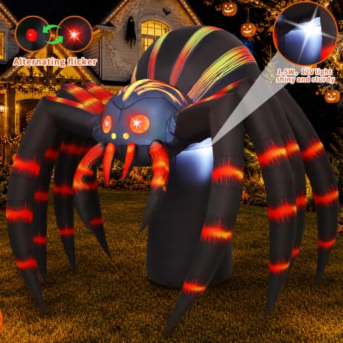 Halloween Yard Inflatable Spider with LEDs for Displays