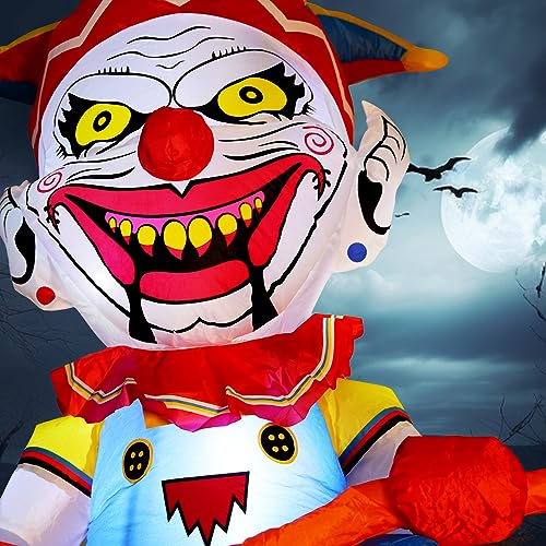 Halloween Inflatable Outdoor Clown Bicycle with LED Lighting