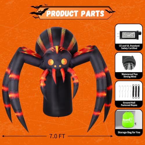 Halloween Yard Inflatable Spider with LEDs for Displays