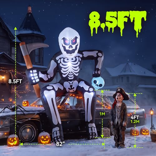Inflatable Skeleton Halloween Decoration with LED Lights