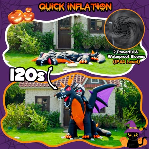 Long Animated Dragon Grim Reaper Halloween Inflatable with Moving Head