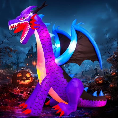 Halloween Inflatable Dragon Decorations with Built-in LED Lights
