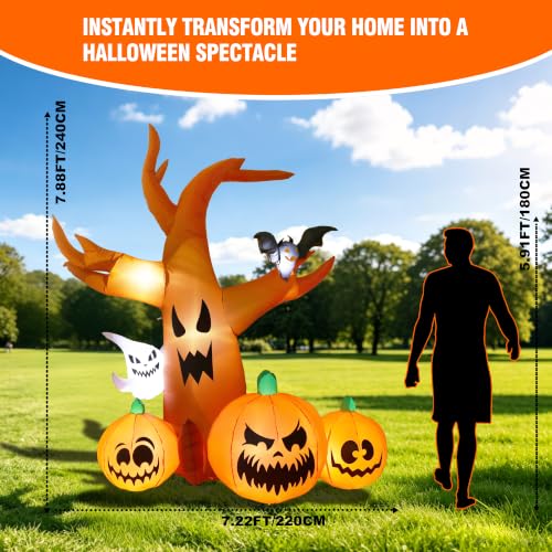 Halloween Inflatable Spooky Tree Outdoor Decor with Built-in LED Lights