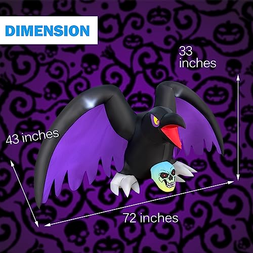 Halloween Inflatable Crow Skeleton with RGB Lights Decor