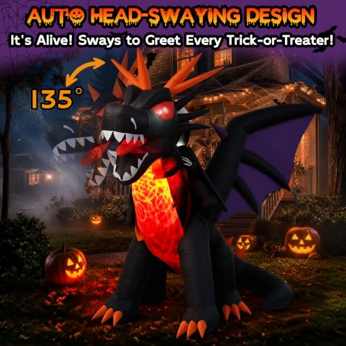 Long Animated Dragon Grim Reaper Halloween Inflatable with Moving Head