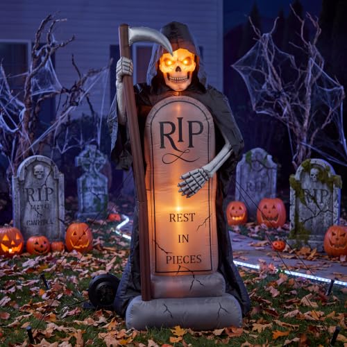Halloween Inflatable Grim Reaper Tombstone Outdoor Decor