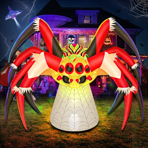 Halloween Inflatables Spider Decoration with Colorful LED Lights