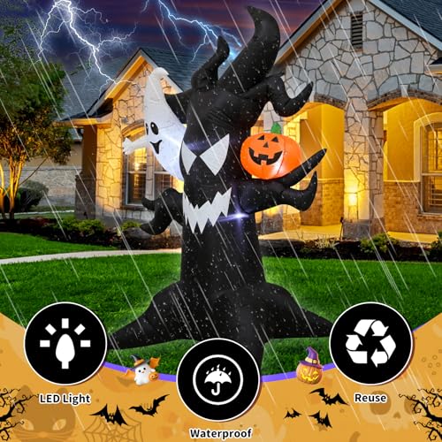 Haunted Tree Inflatable Ghost with LED Pumpkin