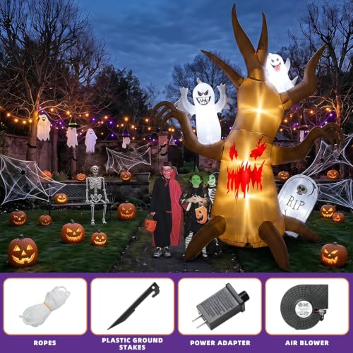 8FT Halloween Inflatable Scary Tree Decorations Blow Up Yard Decor